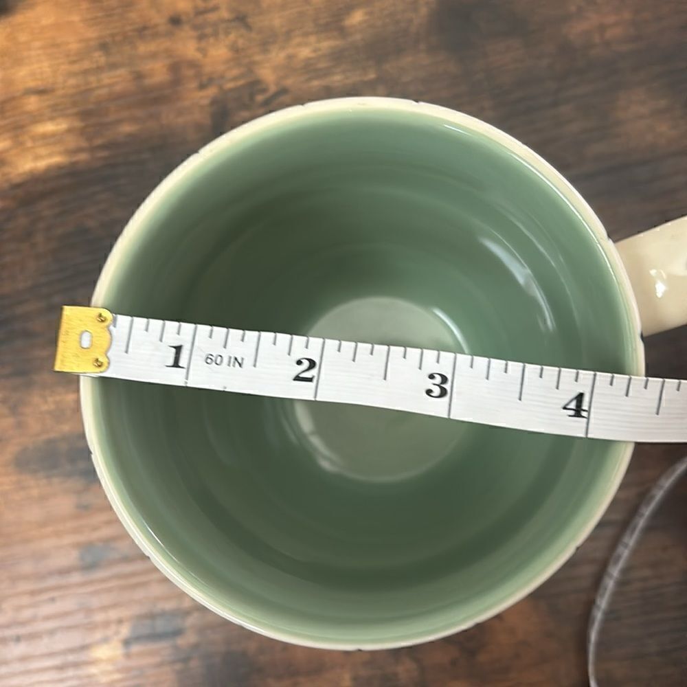 2002 Starbucks Barista Off White with Black Diamonds Footed Mug Green Interior - Picture 5 of 6